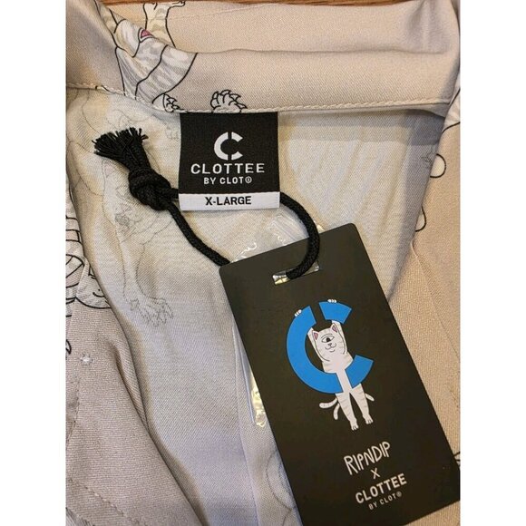 RIPNDIP X Clottee By Clot Dress Shirt Mens Sz XL Long Sleeve Button Up Beige NWT - Picture 4 of 16